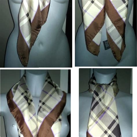 Foulard in seta a quadri in Beige 